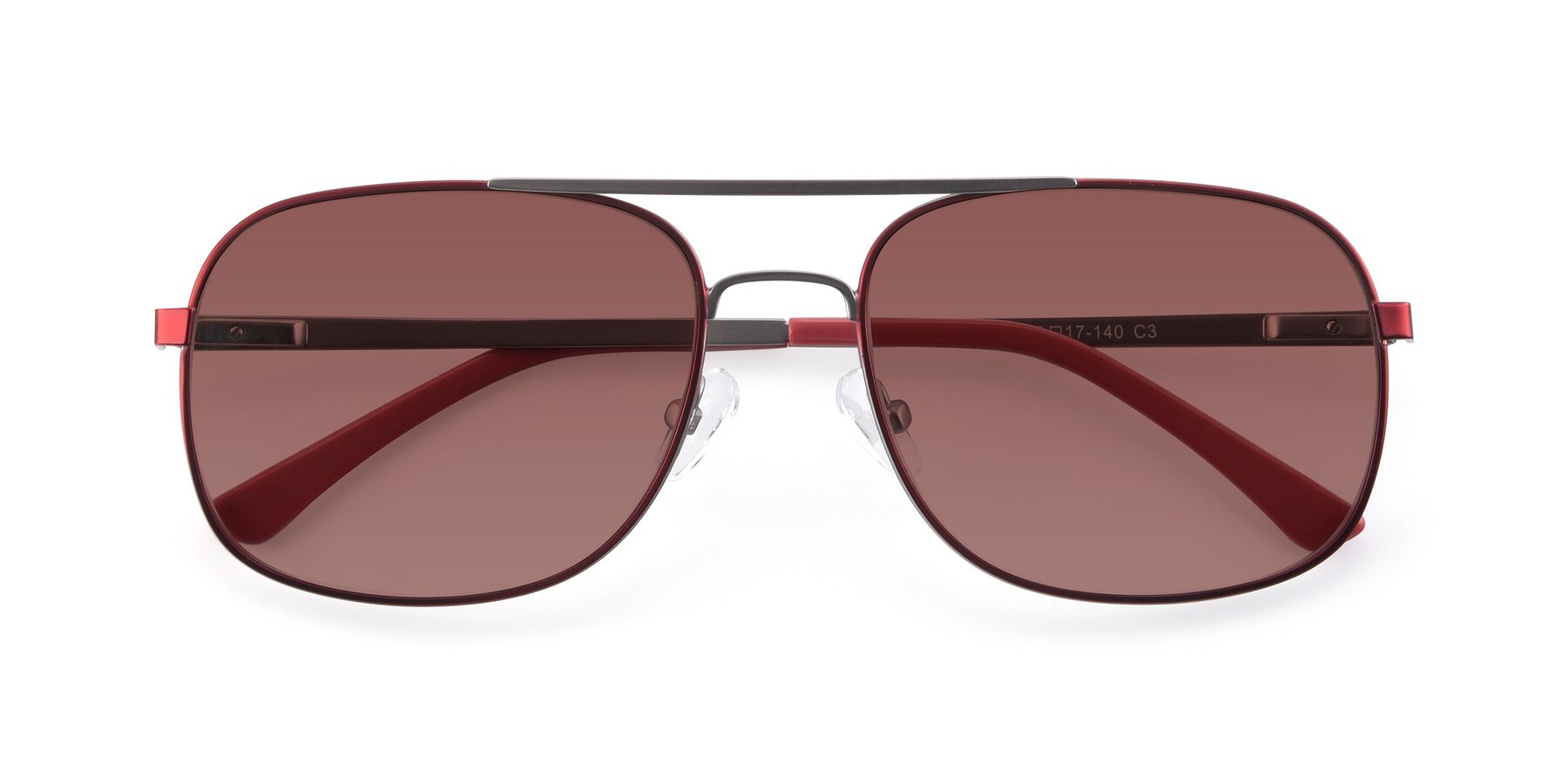 Folded Front of 9487 in Wine-Silver with Garnet Tinted Lenses