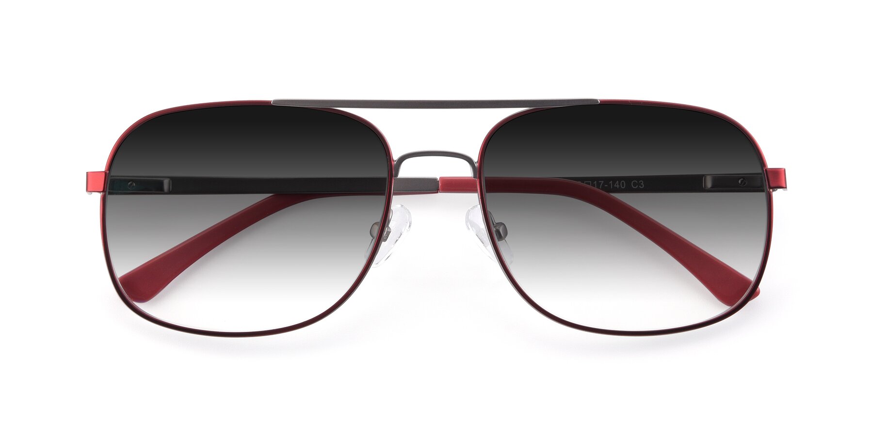 Folded Front of 9487 in Wine-Silver with Gray Gradient Lenses