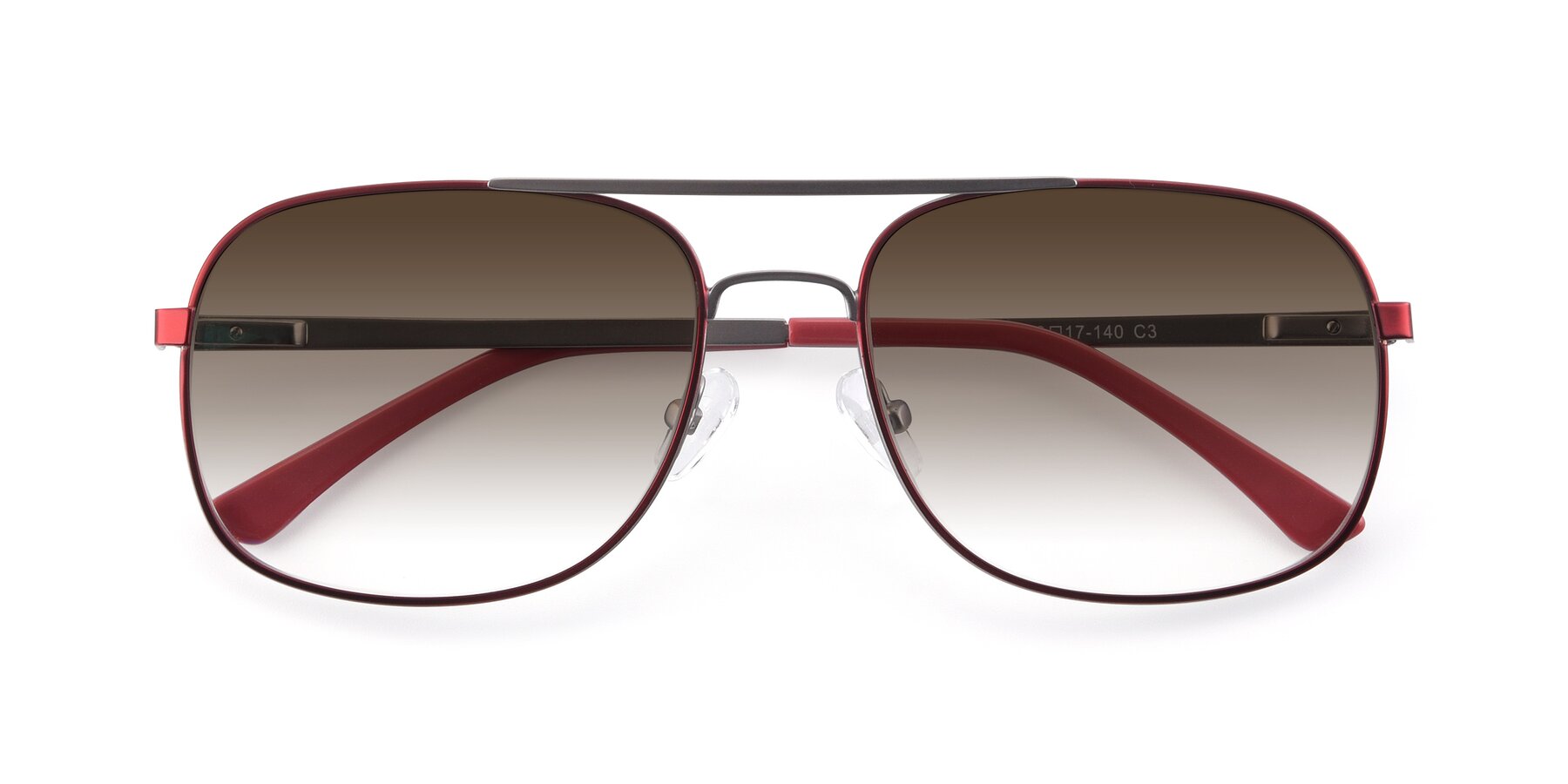 Folded Front of 9487 in Wine-Silver with Brown Gradient Lenses