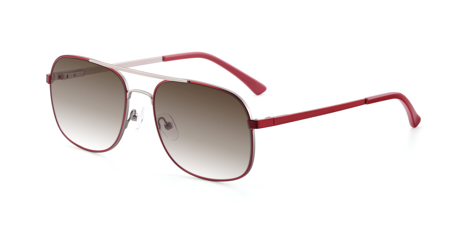 Angle of 9487 in Wine-Silver with Brown Gradient Lenses