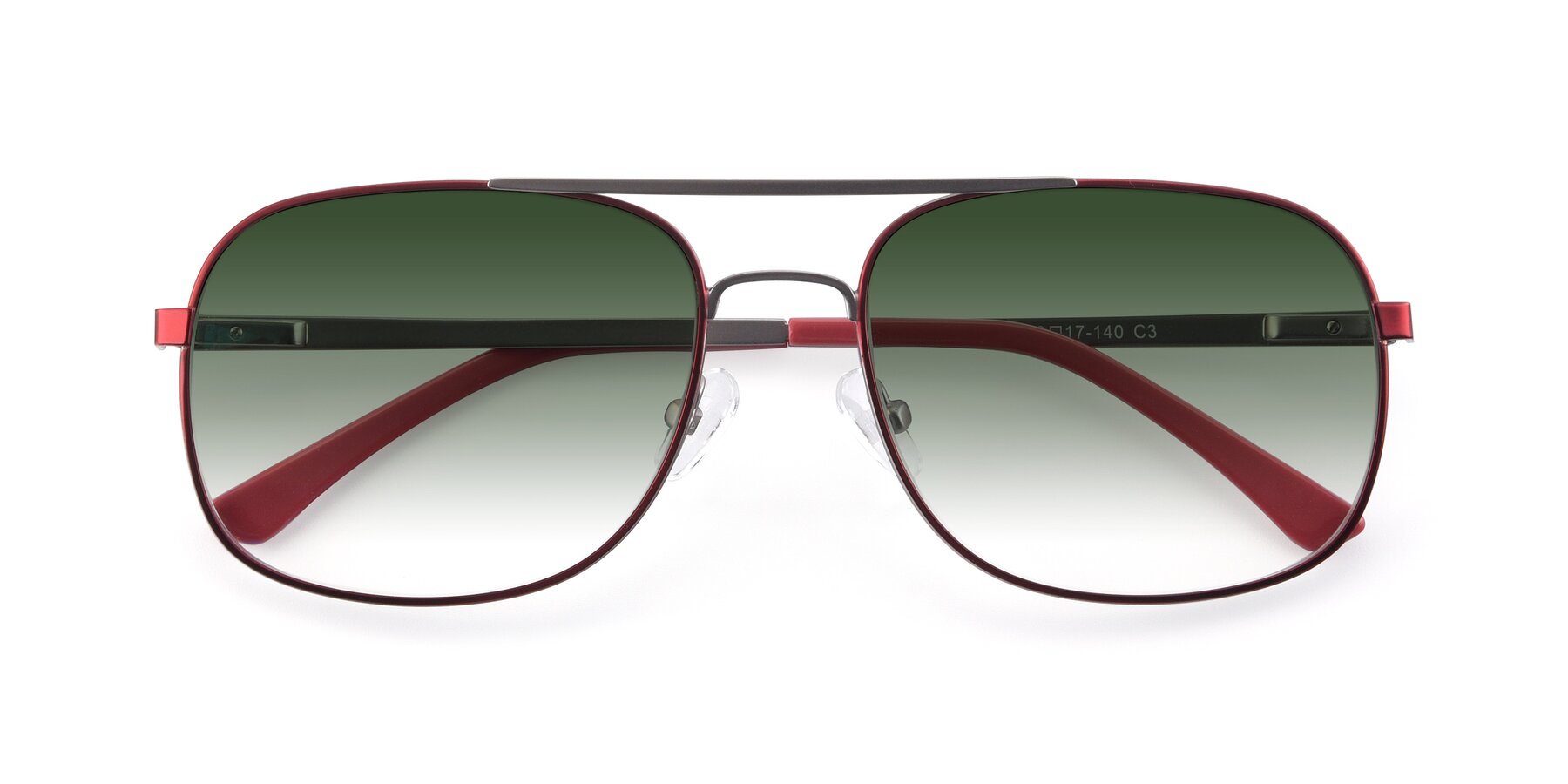 Folded Front of 9487 in Wine-Silver with Green Gradient Lenses