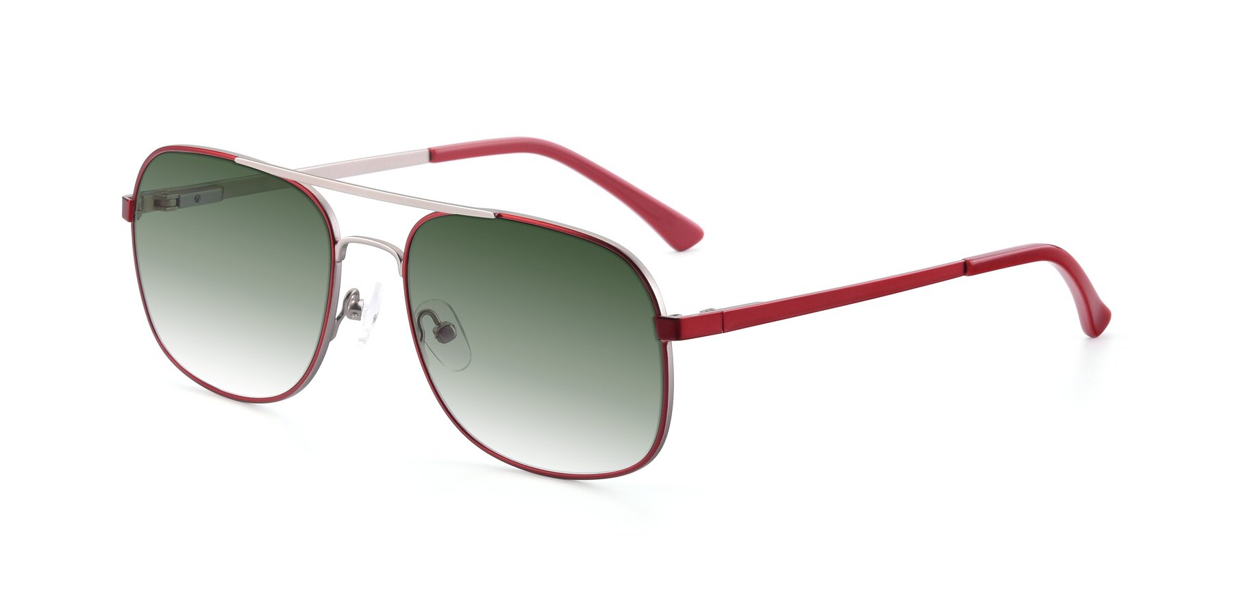 Angle of 9487 in Wine-Silver with Green Gradient Lenses