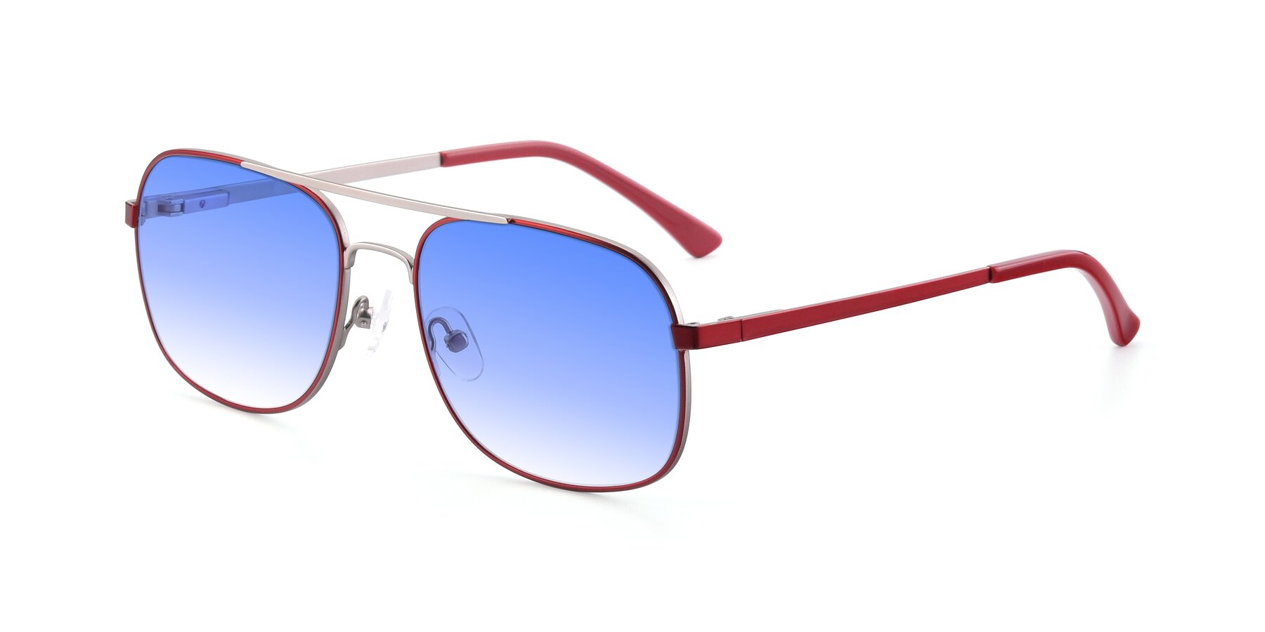 Angle of 9487 in Wine-Silver with Blue Gradient Lenses