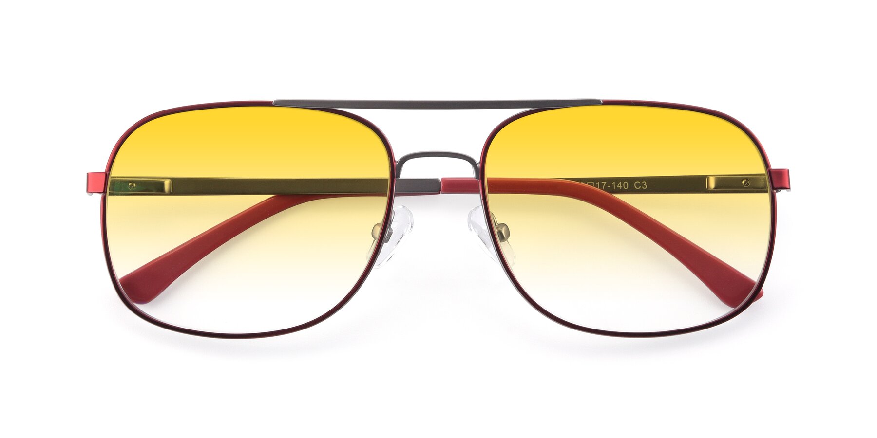 Folded Front of 9487 in Wine-Silver with Yellow Gradient Lenses