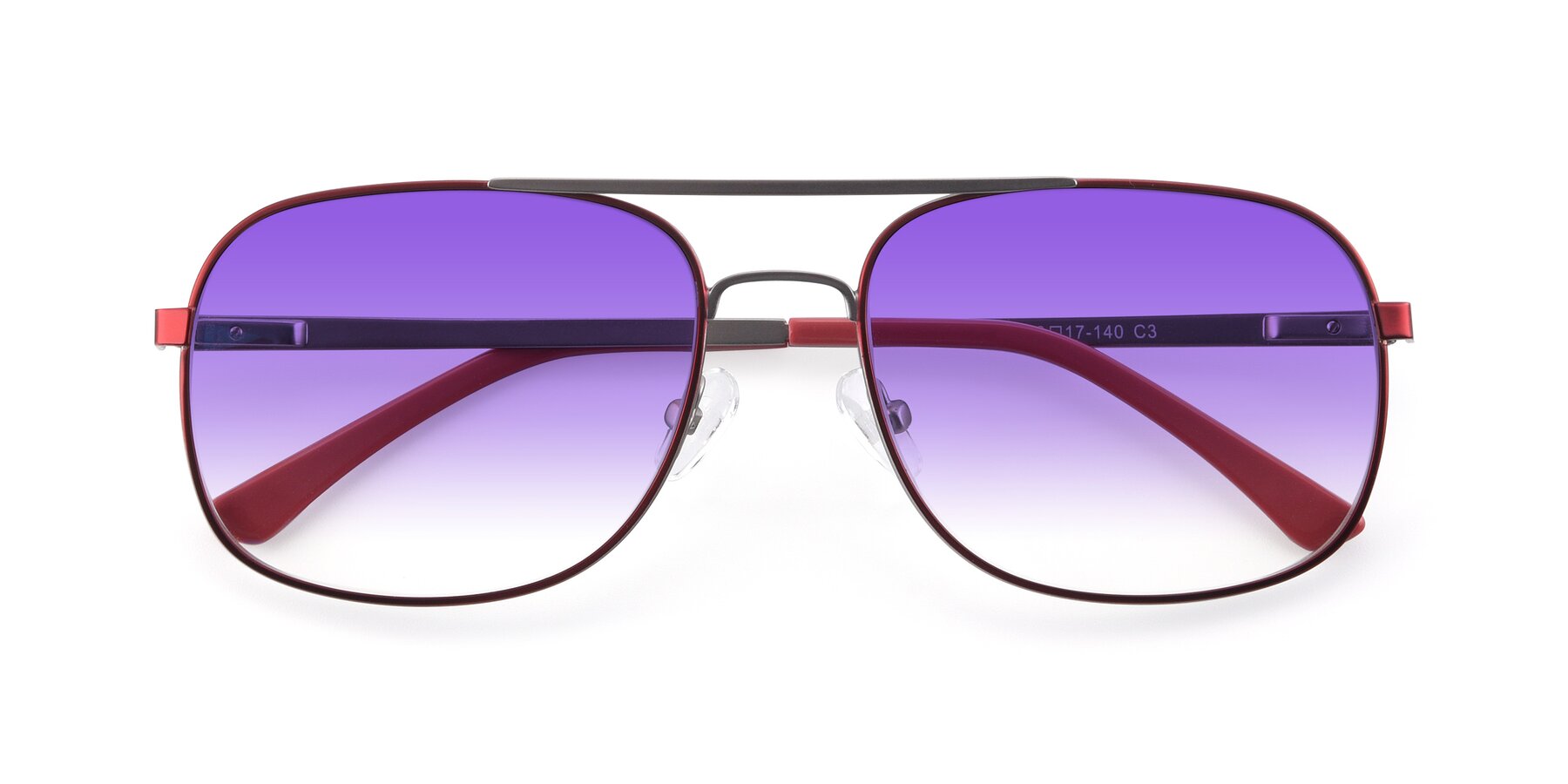 Folded Front of 9487 in Wine-Silver with Purple Gradient Lenses