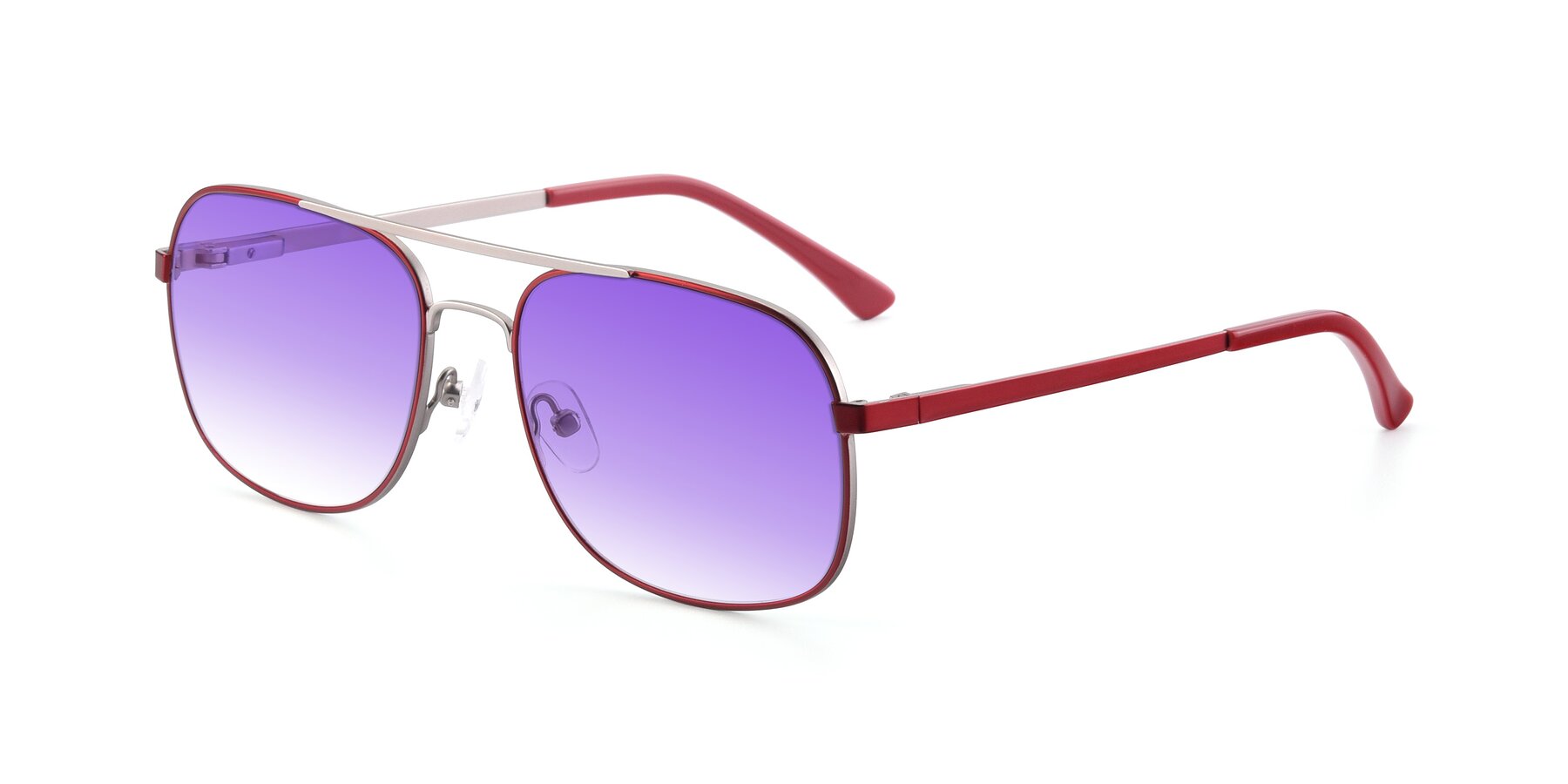 Angle of 9487 in Wine-Silver with Purple Gradient Lenses