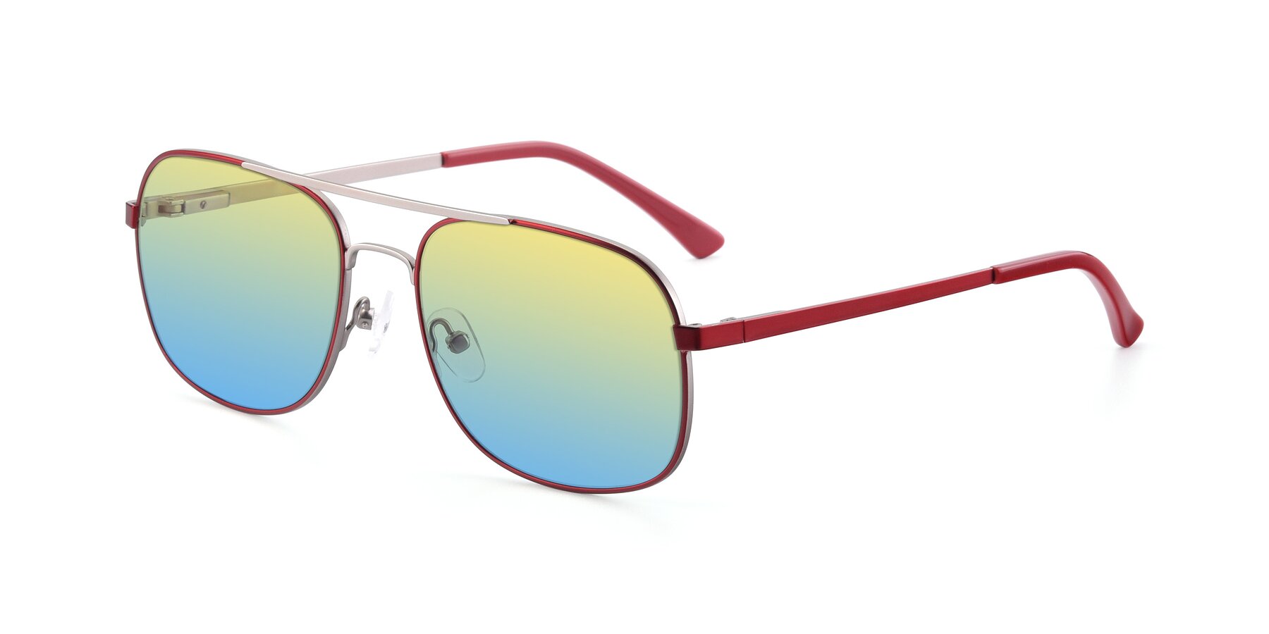 Angle of 9487 in Wine-Silver with Yellow / Blue Gradient Lenses