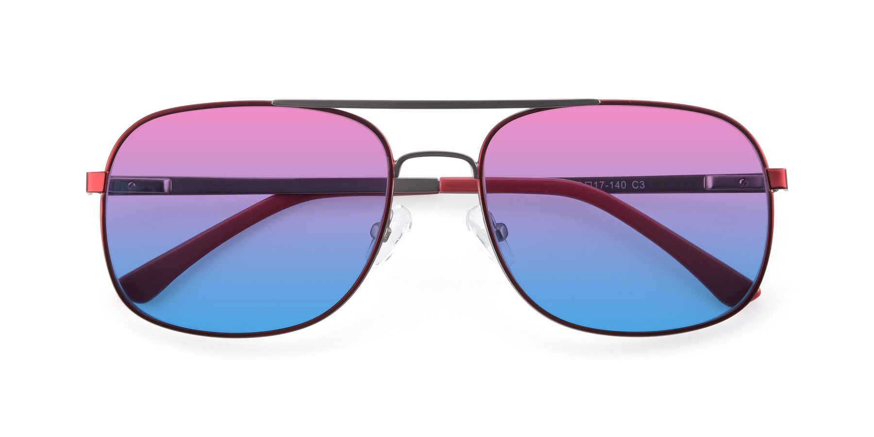 Folded Front of 9487 in Wine-Silver with Pink / Blue Gradient Lenses