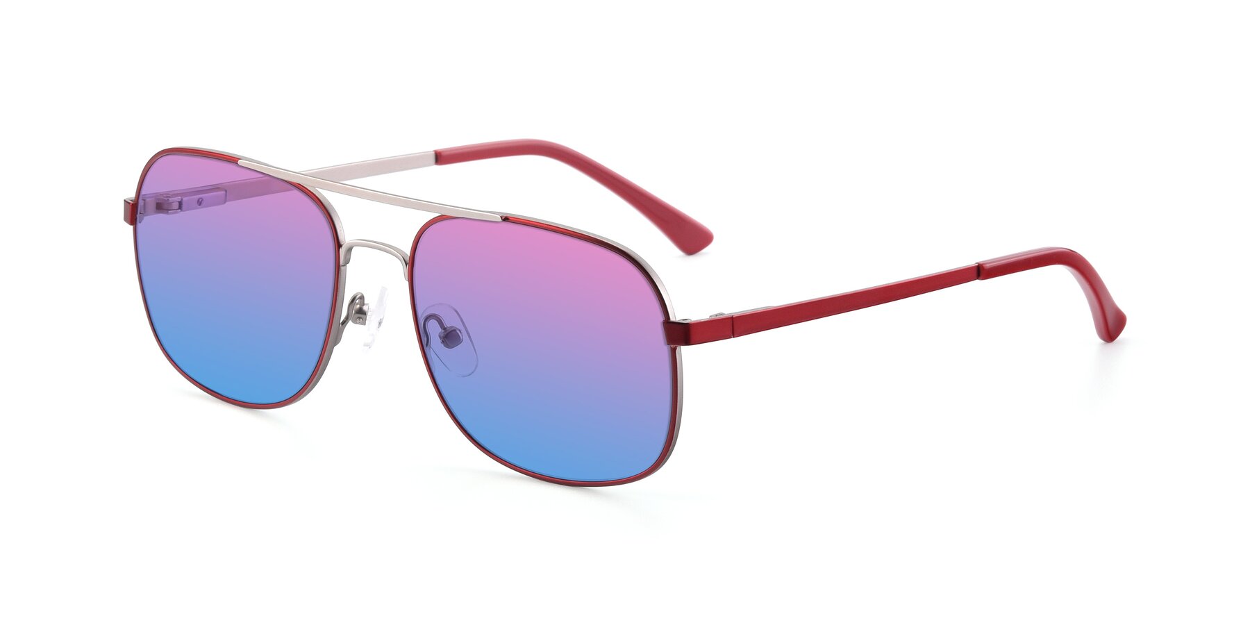Angle of 9487 in Wine-Silver with Pink / Blue Gradient Lenses