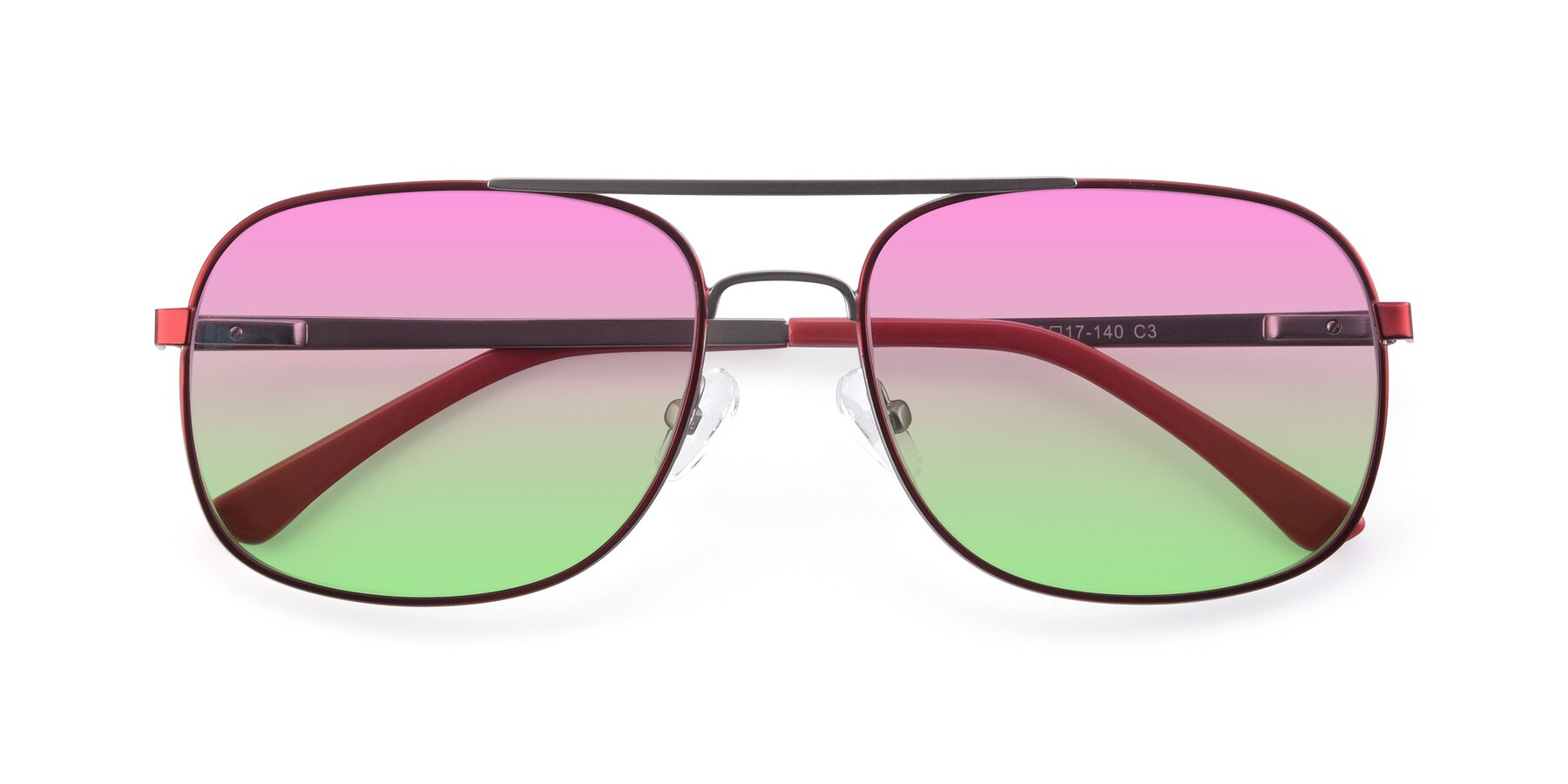 Folded Front of 9487 in Wine-Silver with Pink / Green Gradient Lenses