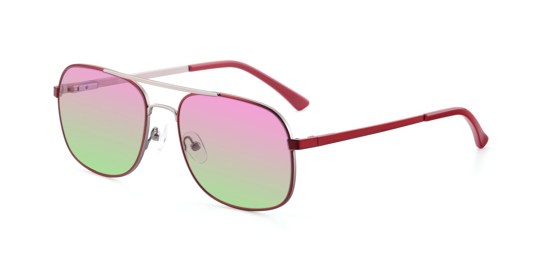 Angle of 9487 in Wine-Silver with Pink / Green Gradient Lenses