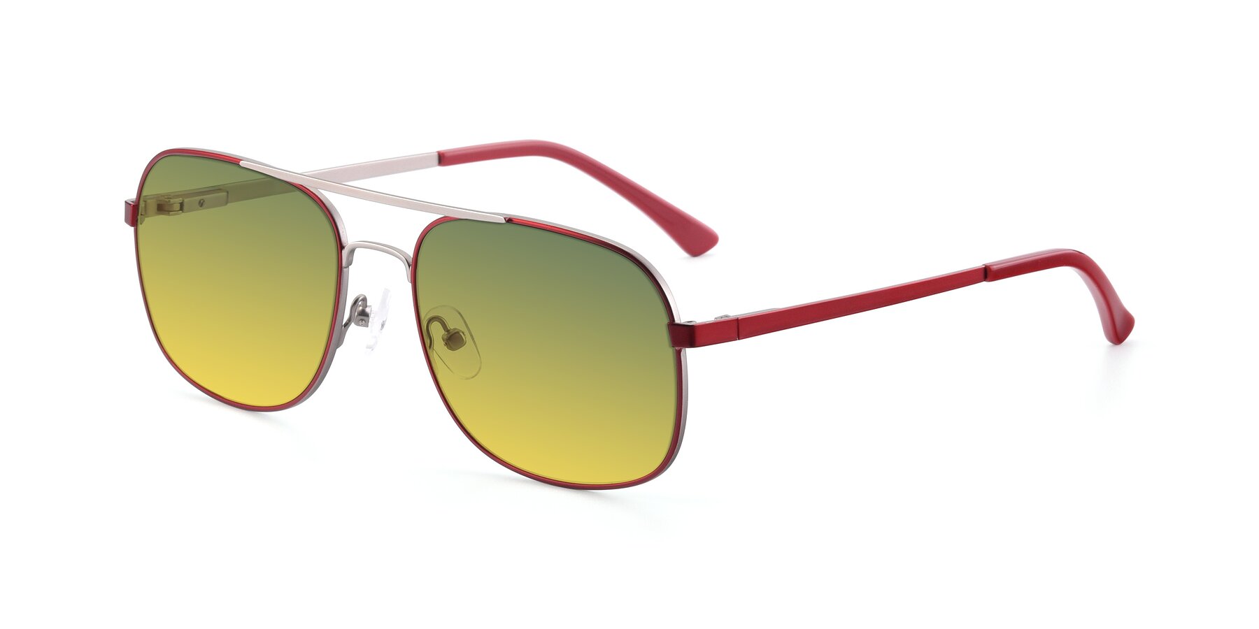 Angle of 9487 in Wine-Silver with Green / Yellow Gradient Lenses