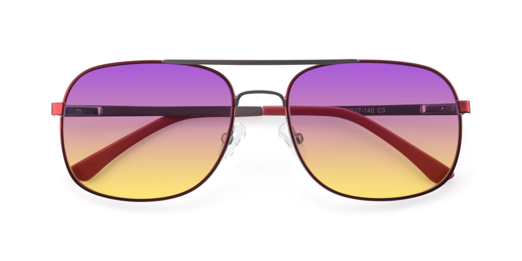 Folded Front of 9487 in Wine-Silver with Purple / Yellow Gradient Lenses