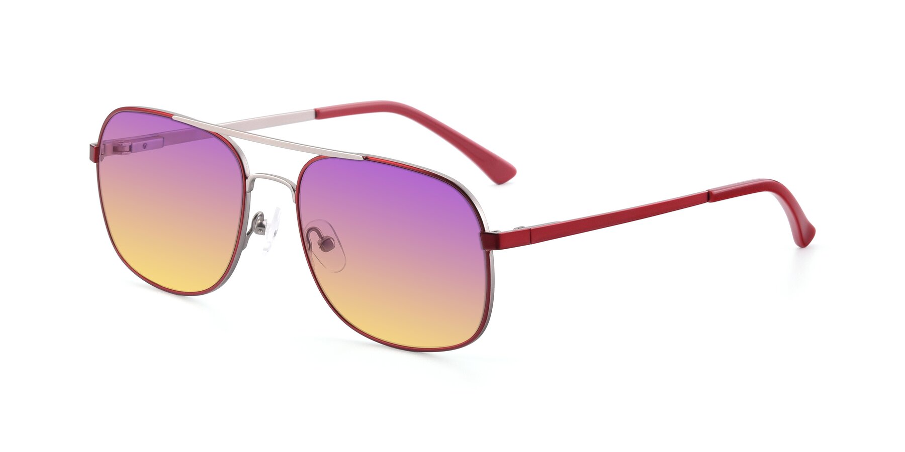 Angle of 9487 in Wine-Silver with Purple / Yellow Gradient Lenses