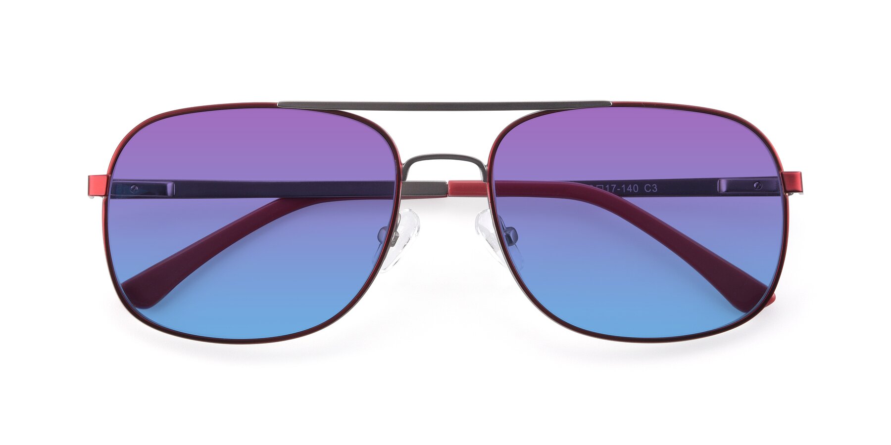 Folded Front of 9487 in Wine-Silver with Purple / Blue Gradient Lenses