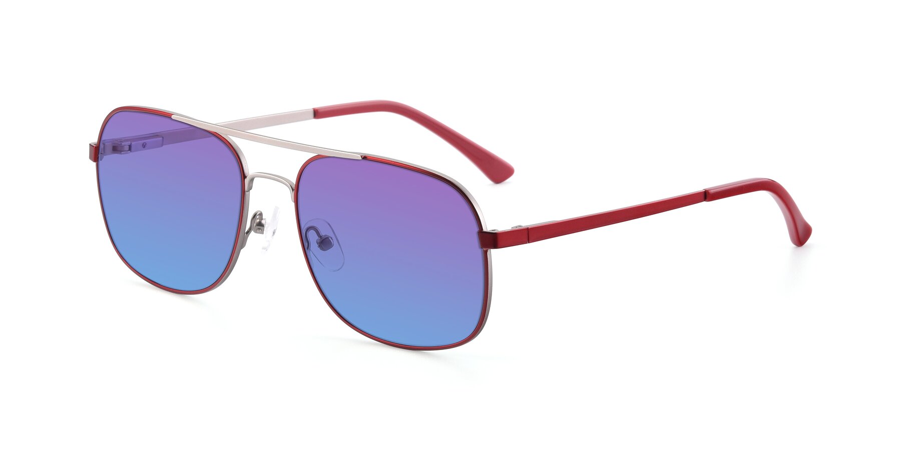 Angle of 9487 in Wine-Silver with Purple / Blue Gradient Lenses