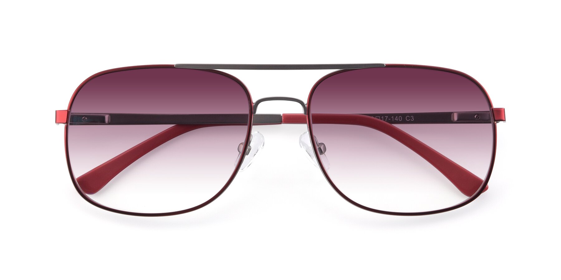 Folded Front of 9487 in Wine-Silver with Wine Gradient Lenses