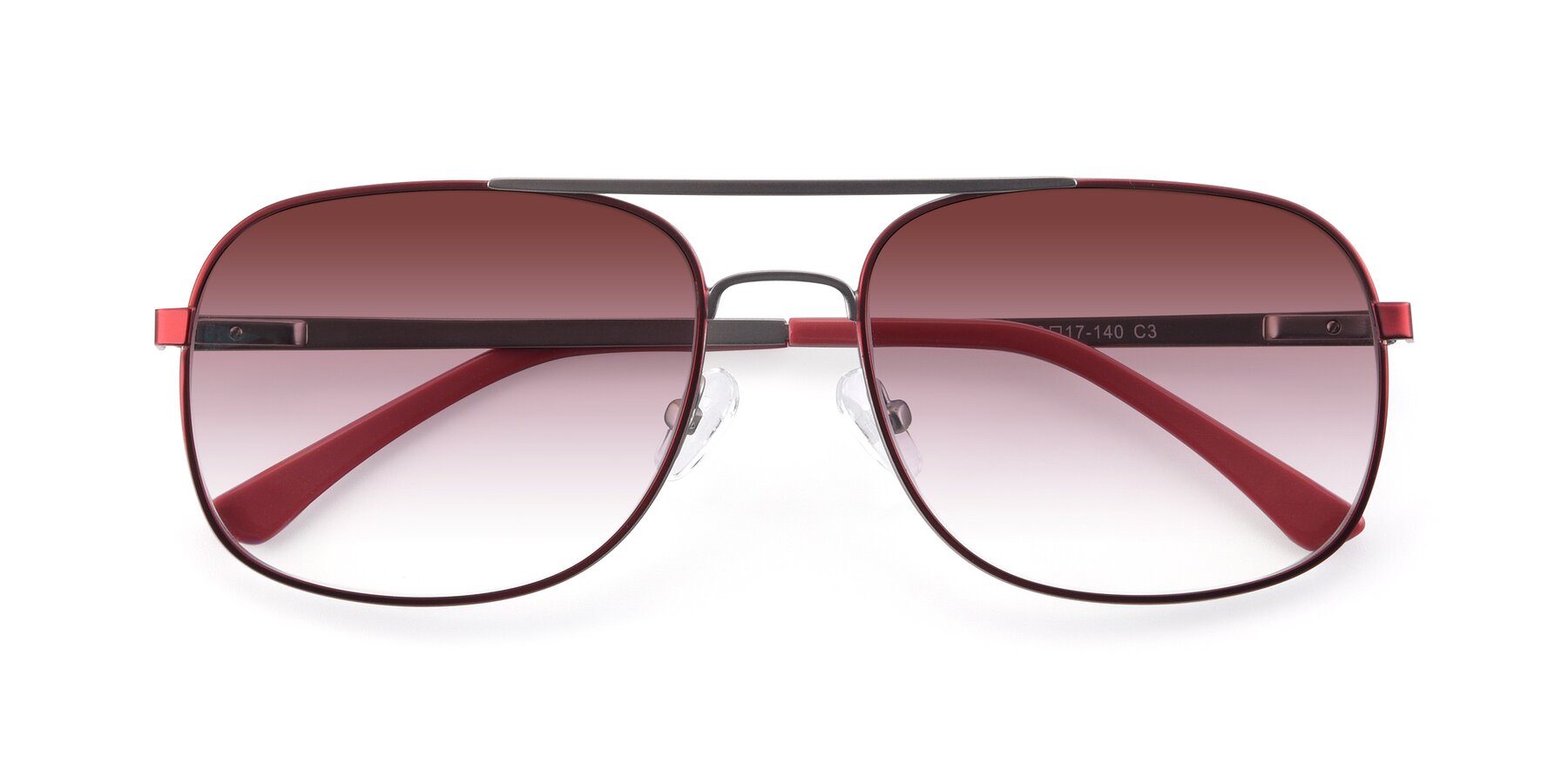 Folded Front of 9487 in Wine-Silver with Garnet Gradient Lenses