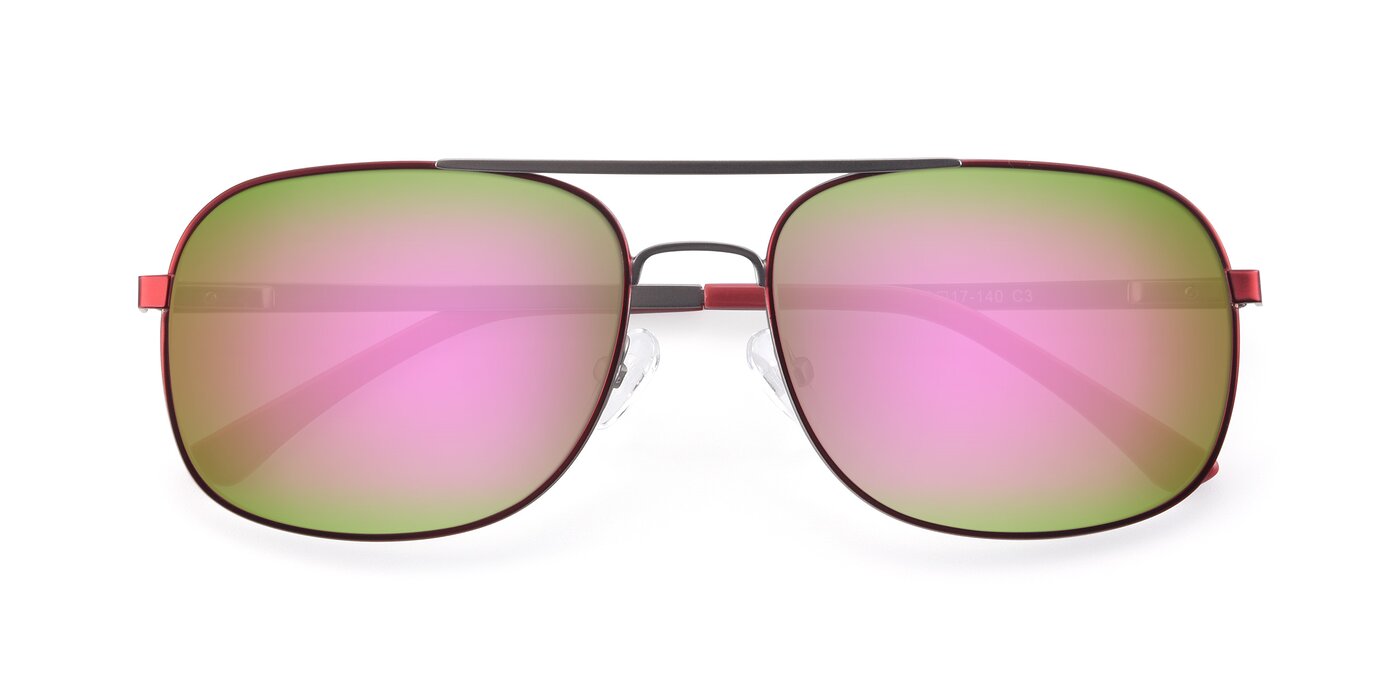 9487 - Wine / Silver Flash Mirrored Sunglasses