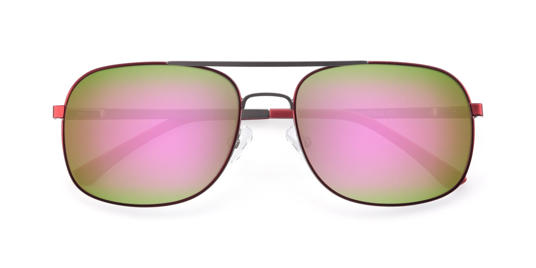 Folded Front of 9487 in Wine-Silver with Pink Mirrored Lenses