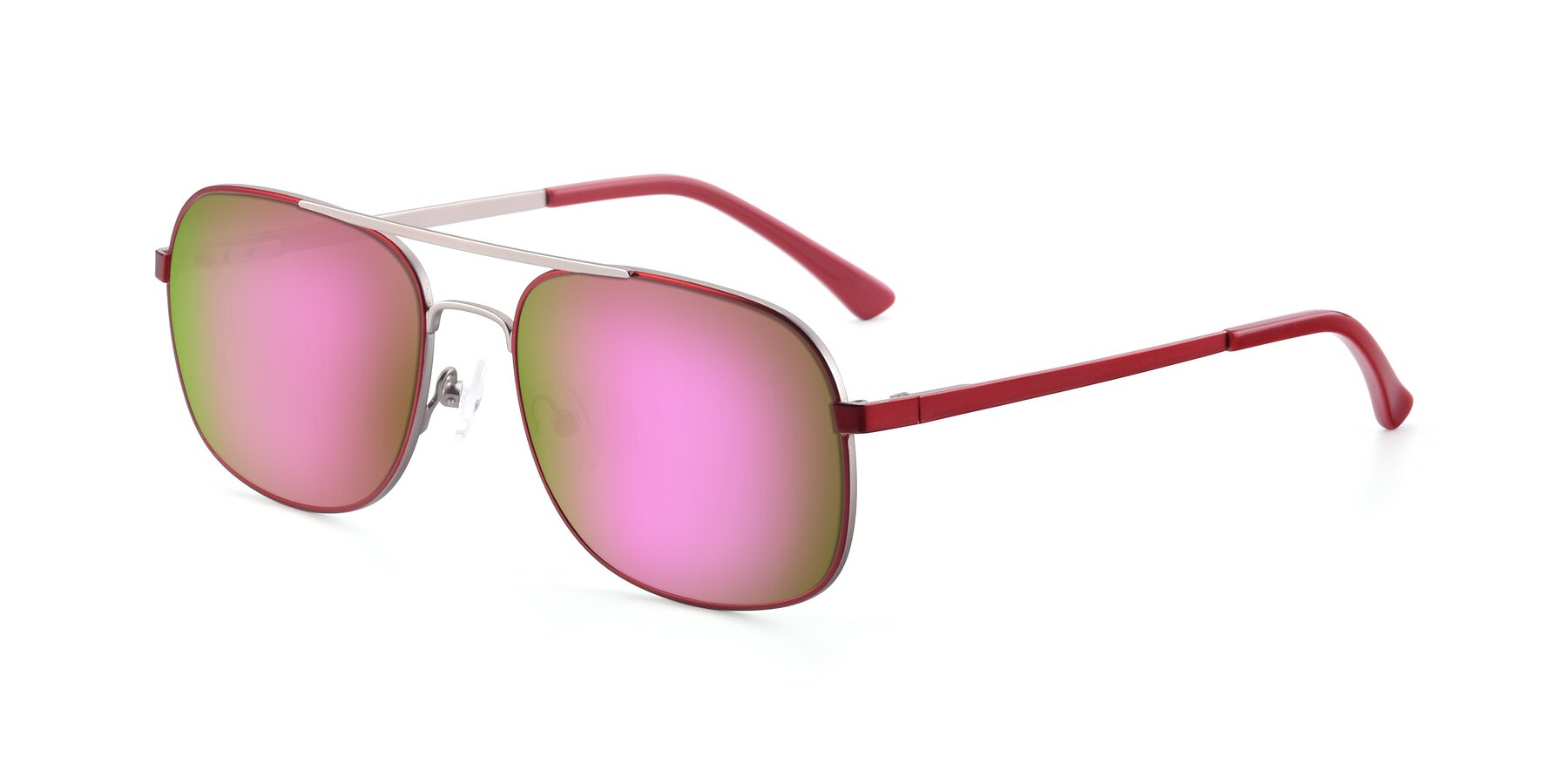 Angle of 9487 in Wine-Silver with Pink Mirrored Lenses