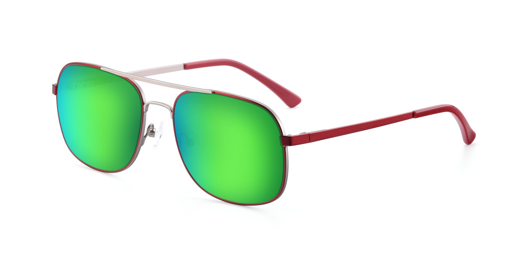 Angle of 9487 in Wine-Silver with Green Mirrored Lenses