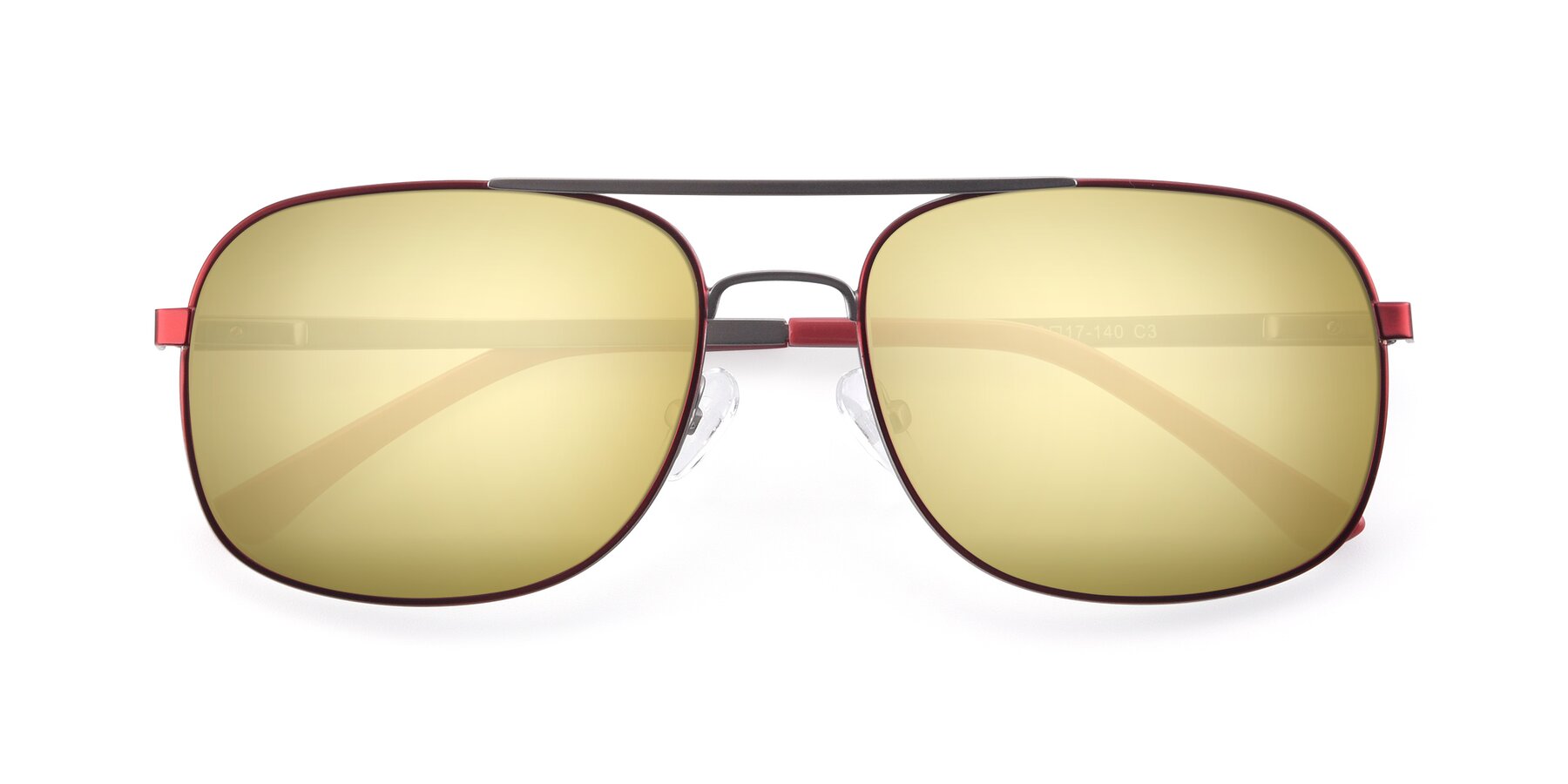 Folded Front of 9487 in Wine-Silver with Gold Mirrored Lenses