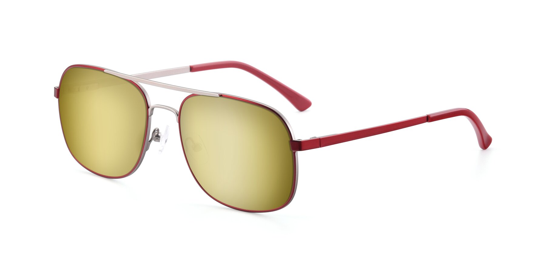 Angle of 9487 in Wine-Silver with Gold Mirrored Lenses