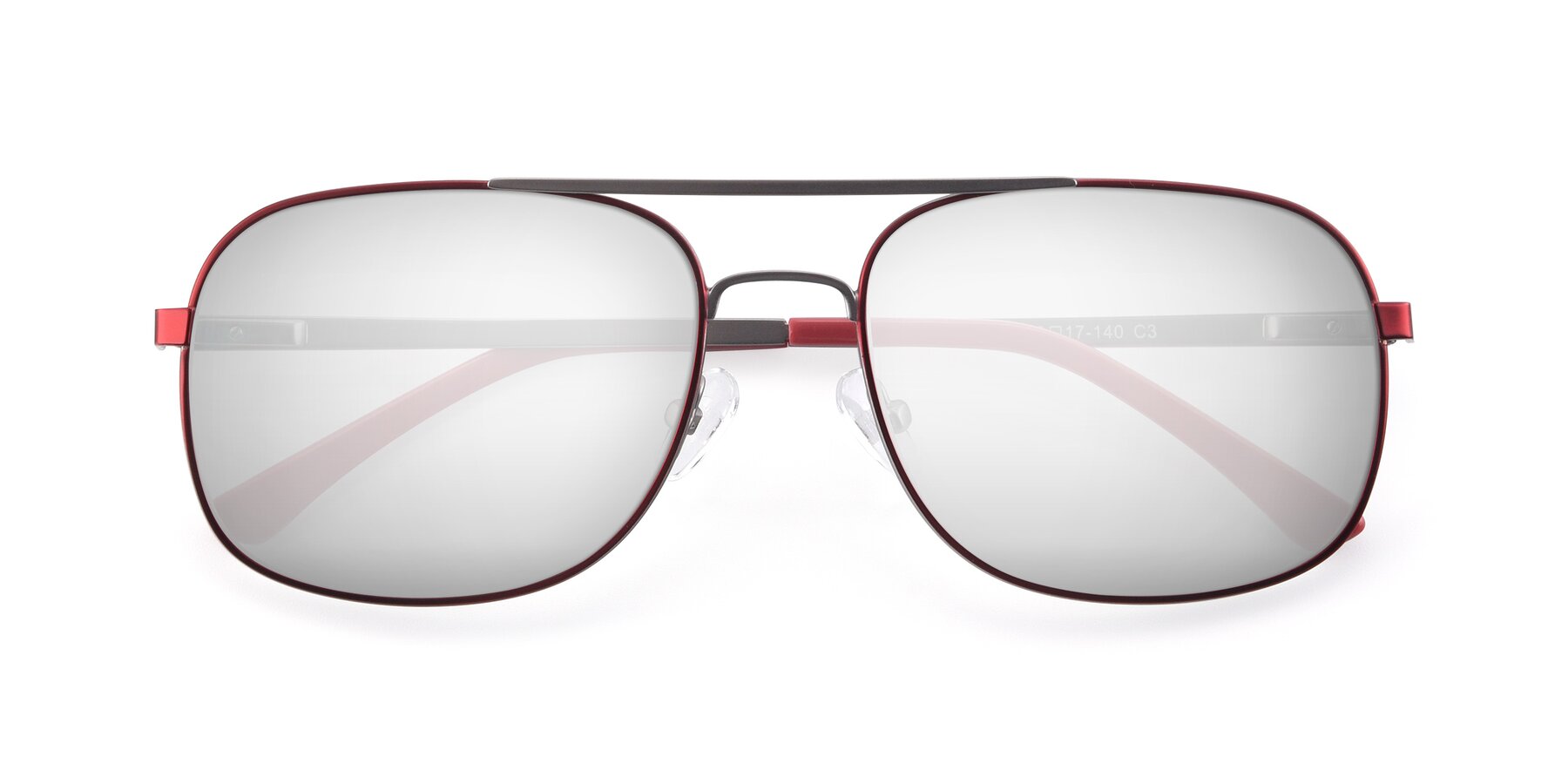 Folded Front of 9487 in Wine-Silver with Silver Mirrored Lenses