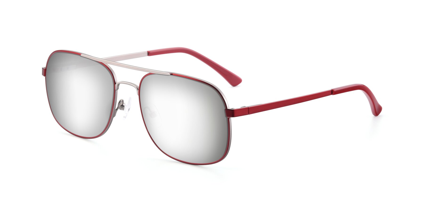 Angle of 9487 in Wine-Silver with Silver Mirrored Lenses