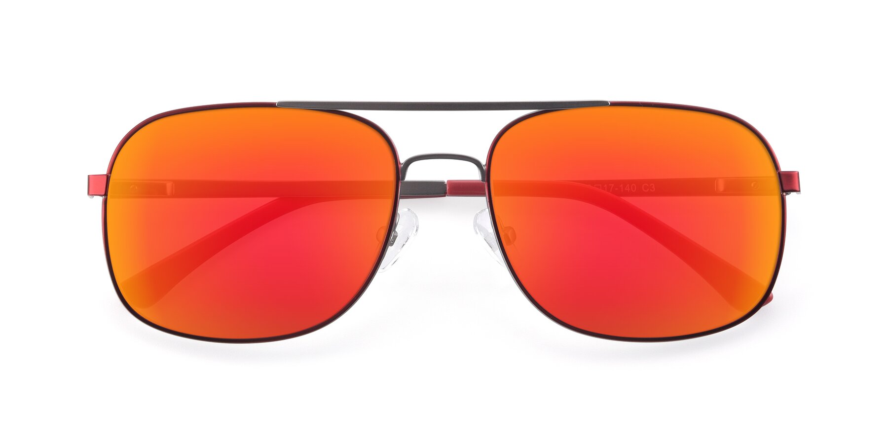 Folded Front of 9487 in Wine-Silver with Red Gold Mirrored Lenses