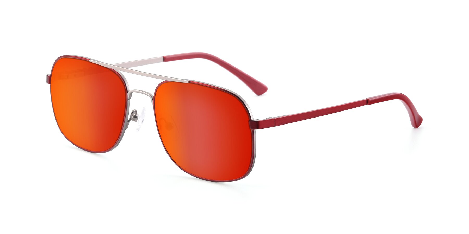 Angle of 9487 in Wine-Silver with Red Gold Mirrored Lenses