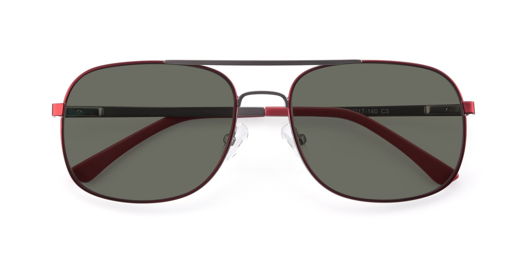 Folded Front of 9487 in Wine-Silver with Gray Polarized Lenses