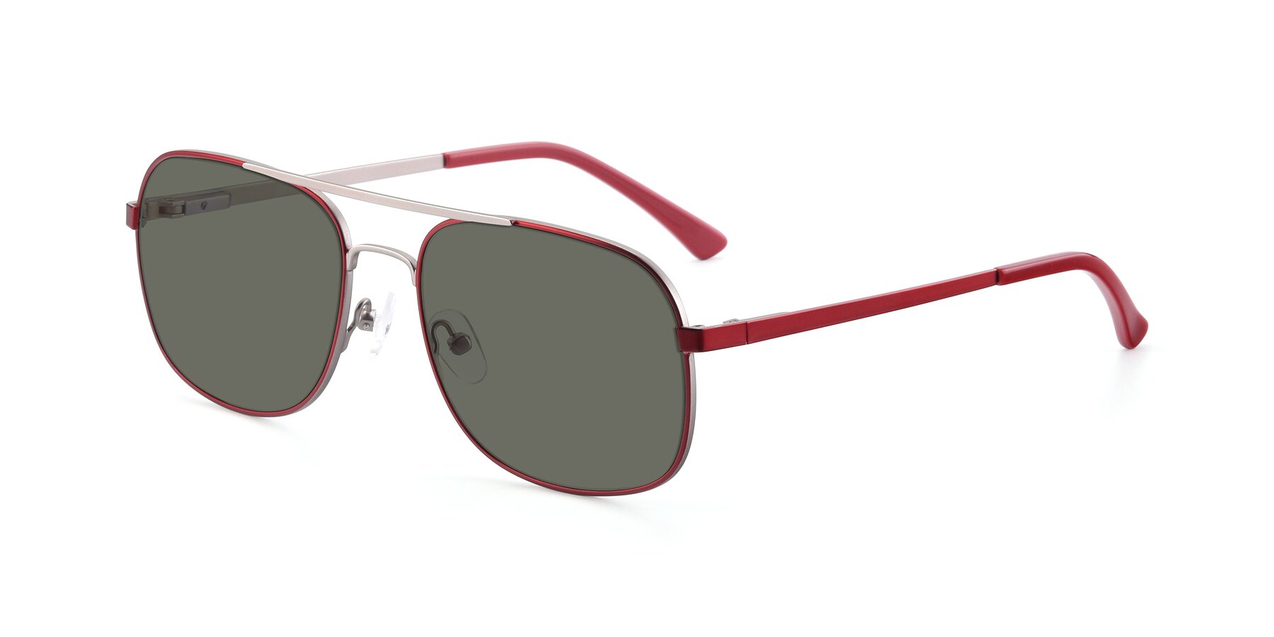 Angle of 9487 in Wine-Silver with Gray Polarized Lenses