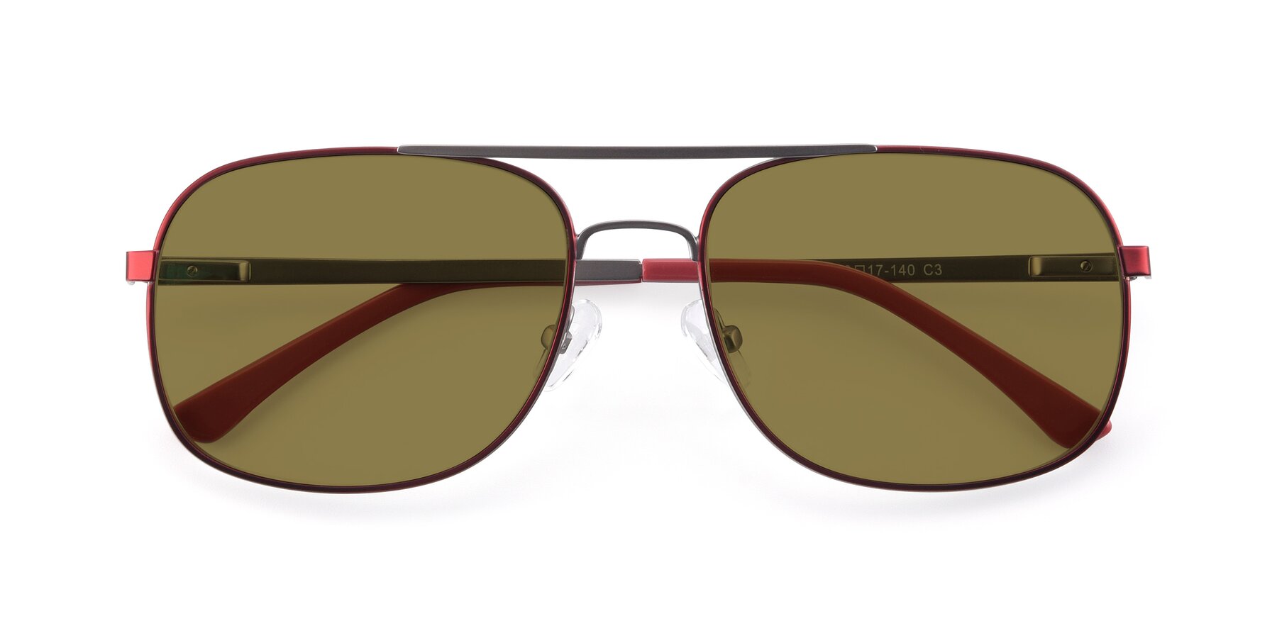 Folded Front of 9487 in Wine-Silver with Brown Polarized Lenses
