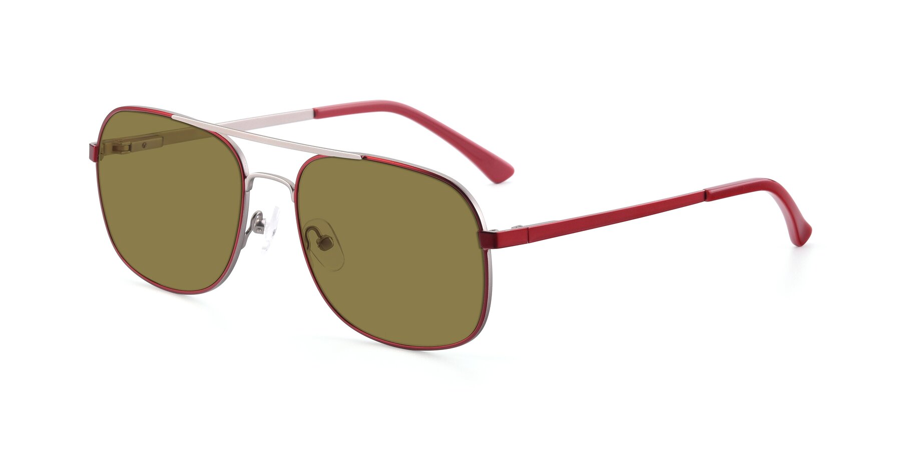 Angle of 9487 in Wine-Silver with Brown Polarized Lenses