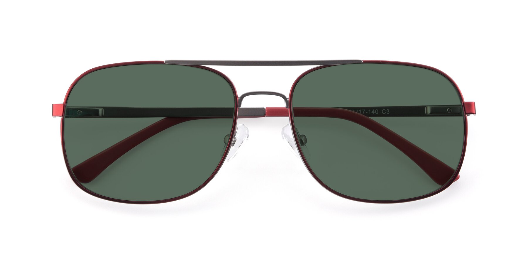 Folded Front of 9487 in Wine-Silver with Green Polarized Lenses