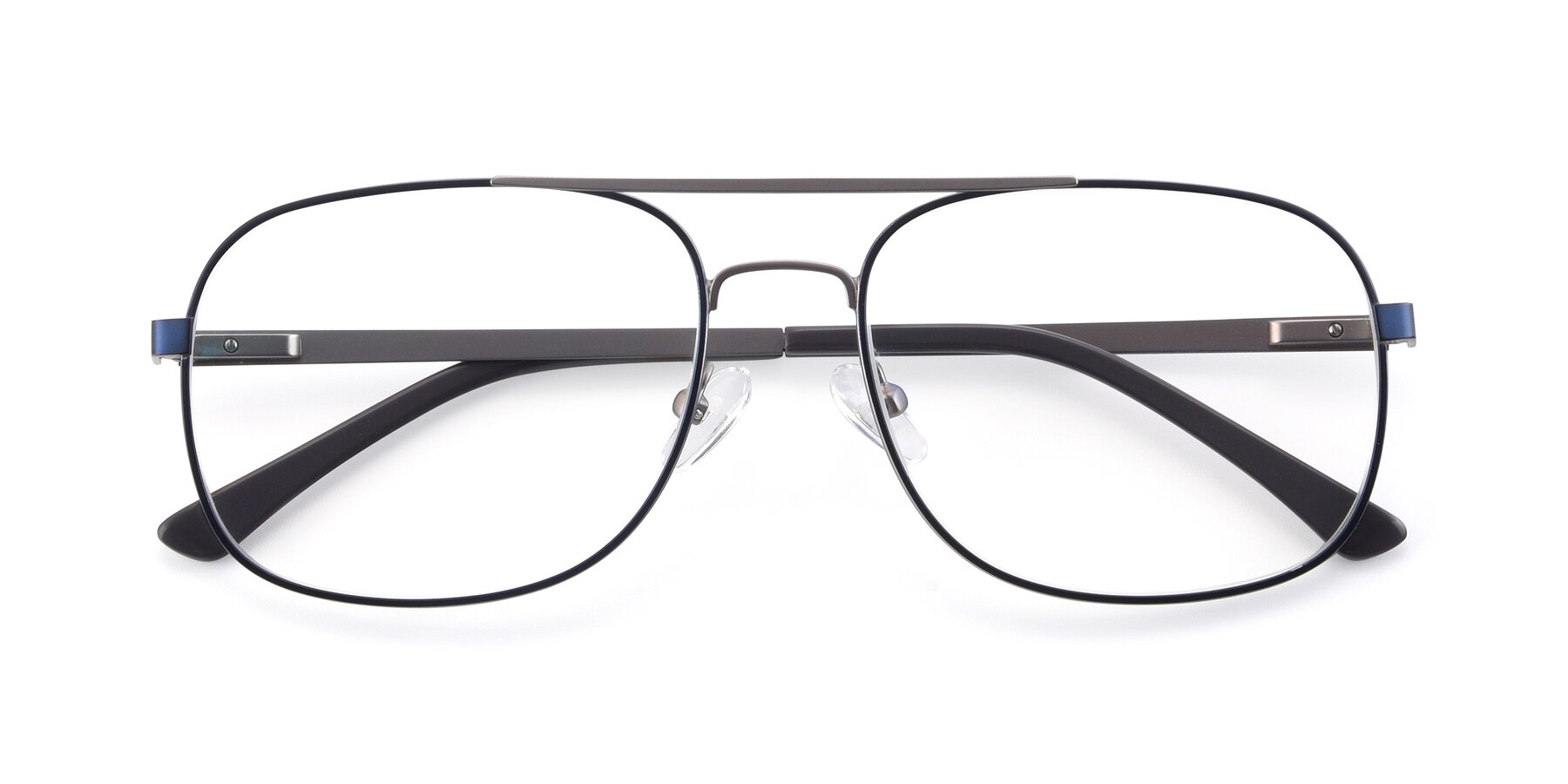 Folded Front of 9487 in Blue-Silver with Clear Reading Eyeglass Lenses