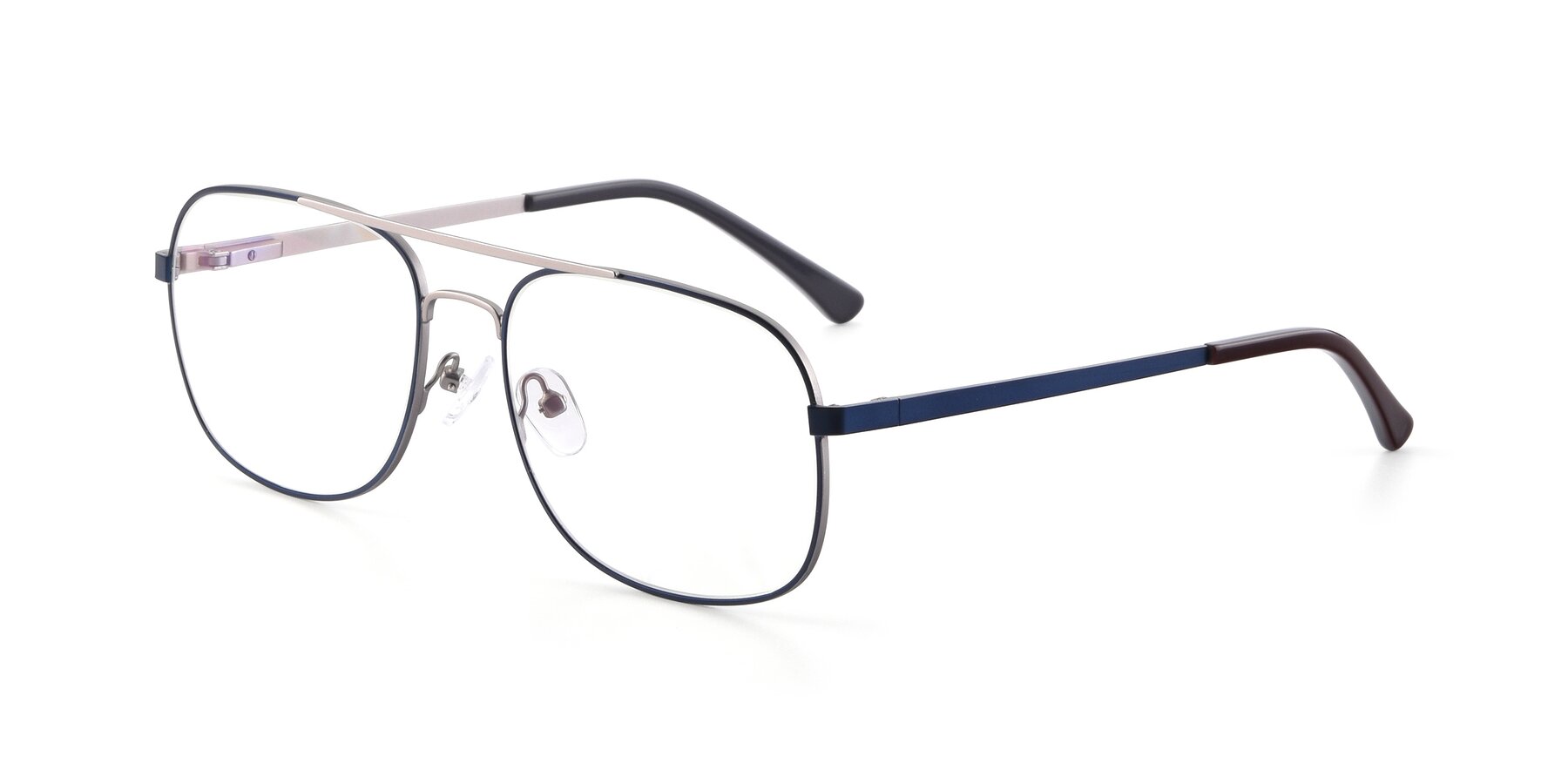 Angle of 9487 in Blue-Silver with Clear Reading Eyeglass Lenses
