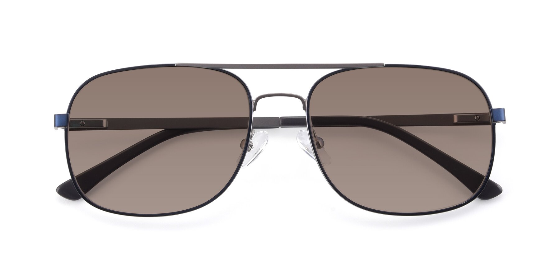 Folded Front of 9487 in Blue-Silver with Medium Brown Tinted Lenses