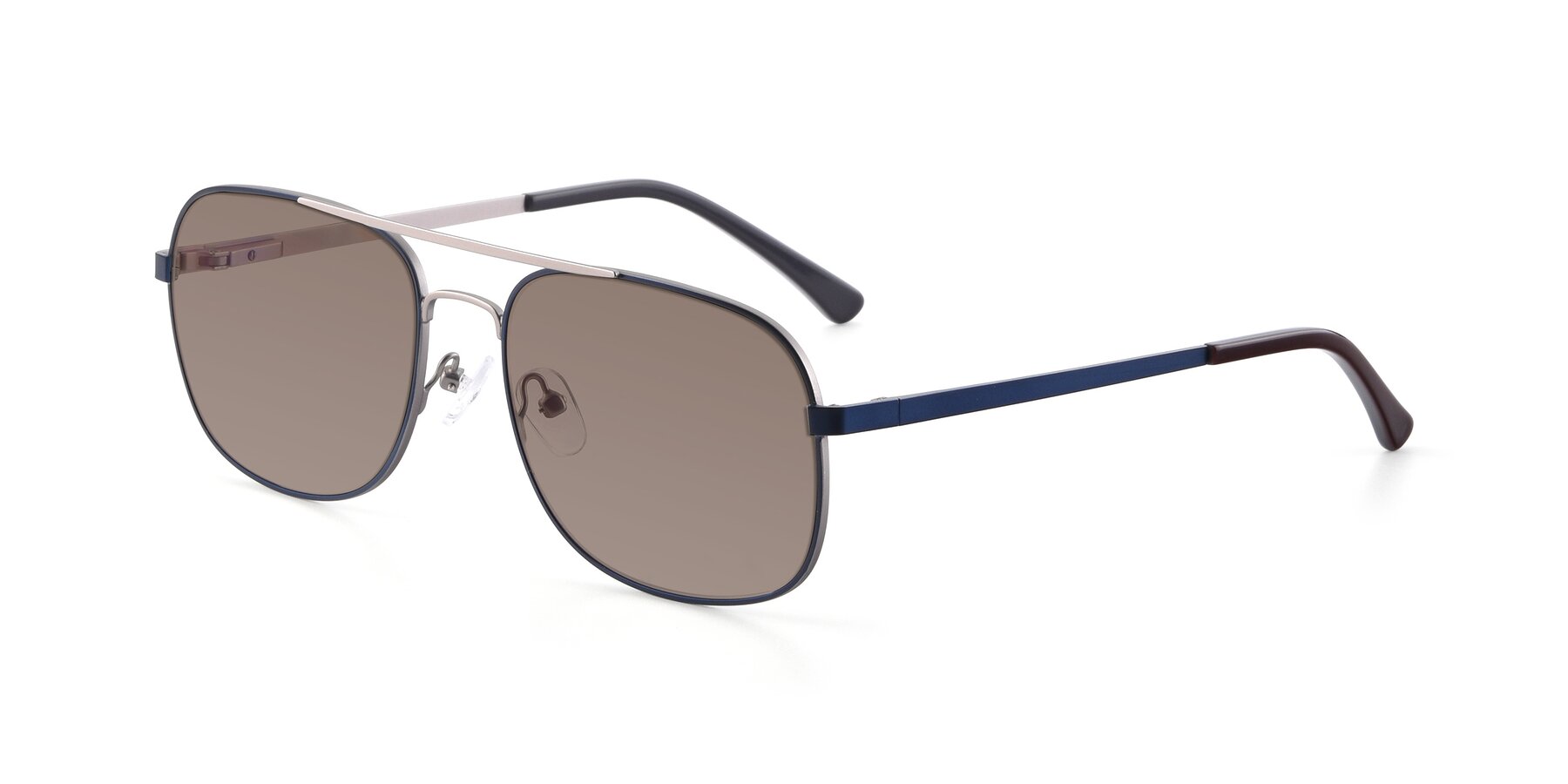 Angle of 9487 in Blue-Silver with Medium Brown Tinted Lenses