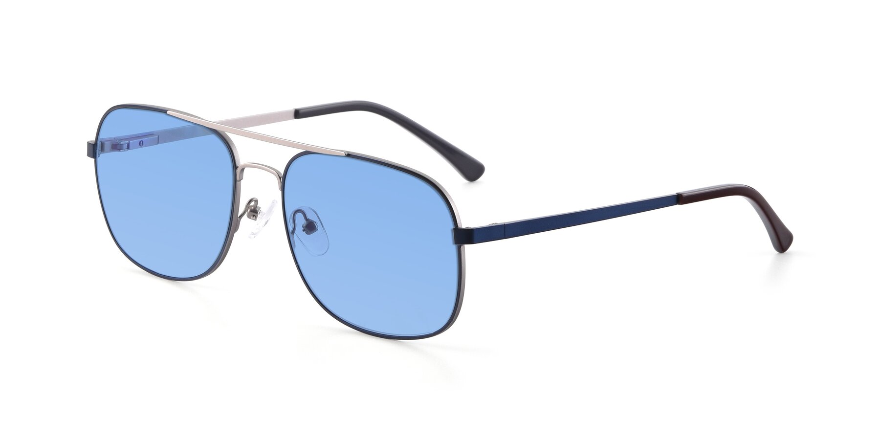 Angle of 9487 in Blue-Silver with Medium Blue Tinted Lenses