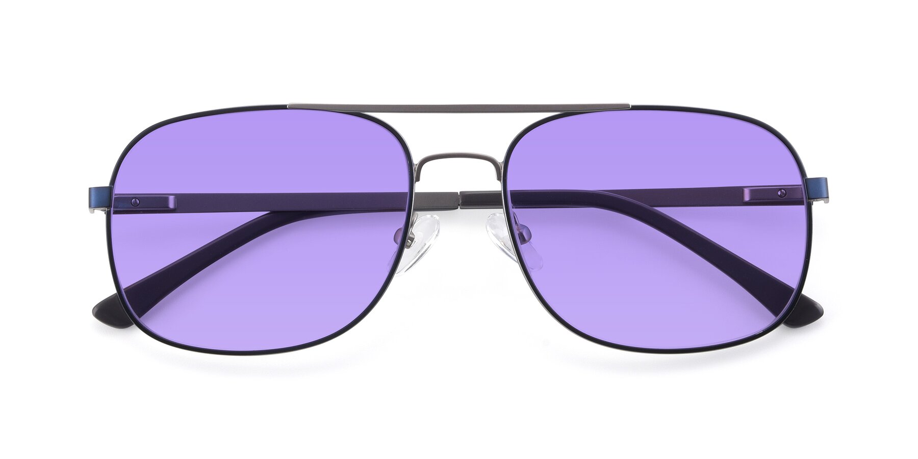 Folded Front of 9487 in Blue-Silver with Medium Purple Tinted Lenses