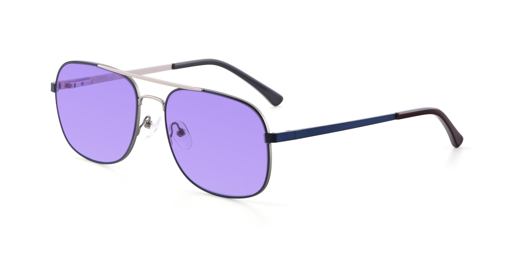 Angle of 9487 in Blue-Silver with Medium Purple Tinted Lenses