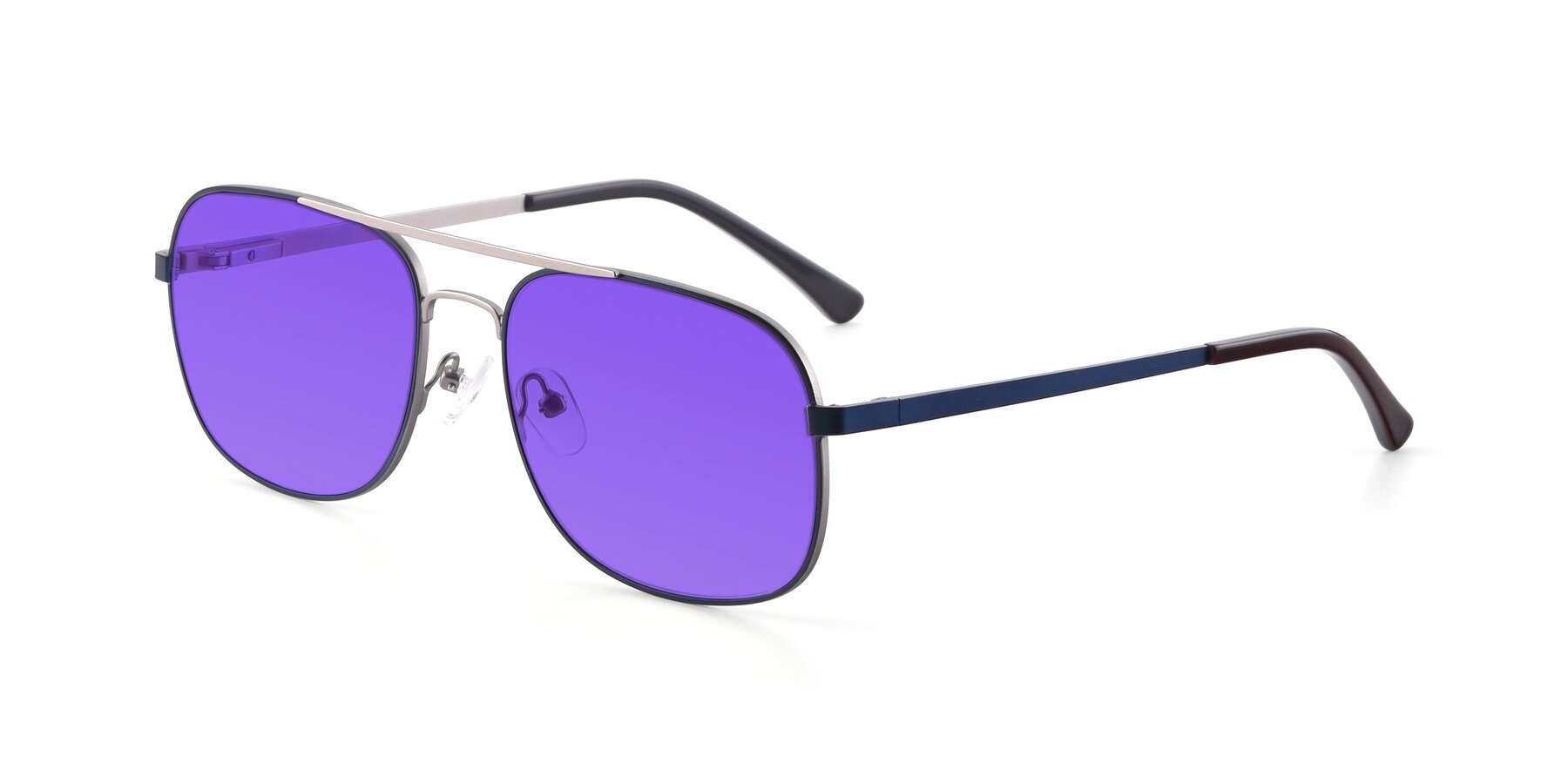 Angle of 9487 in Blue-Silver with Purple Tinted Lenses