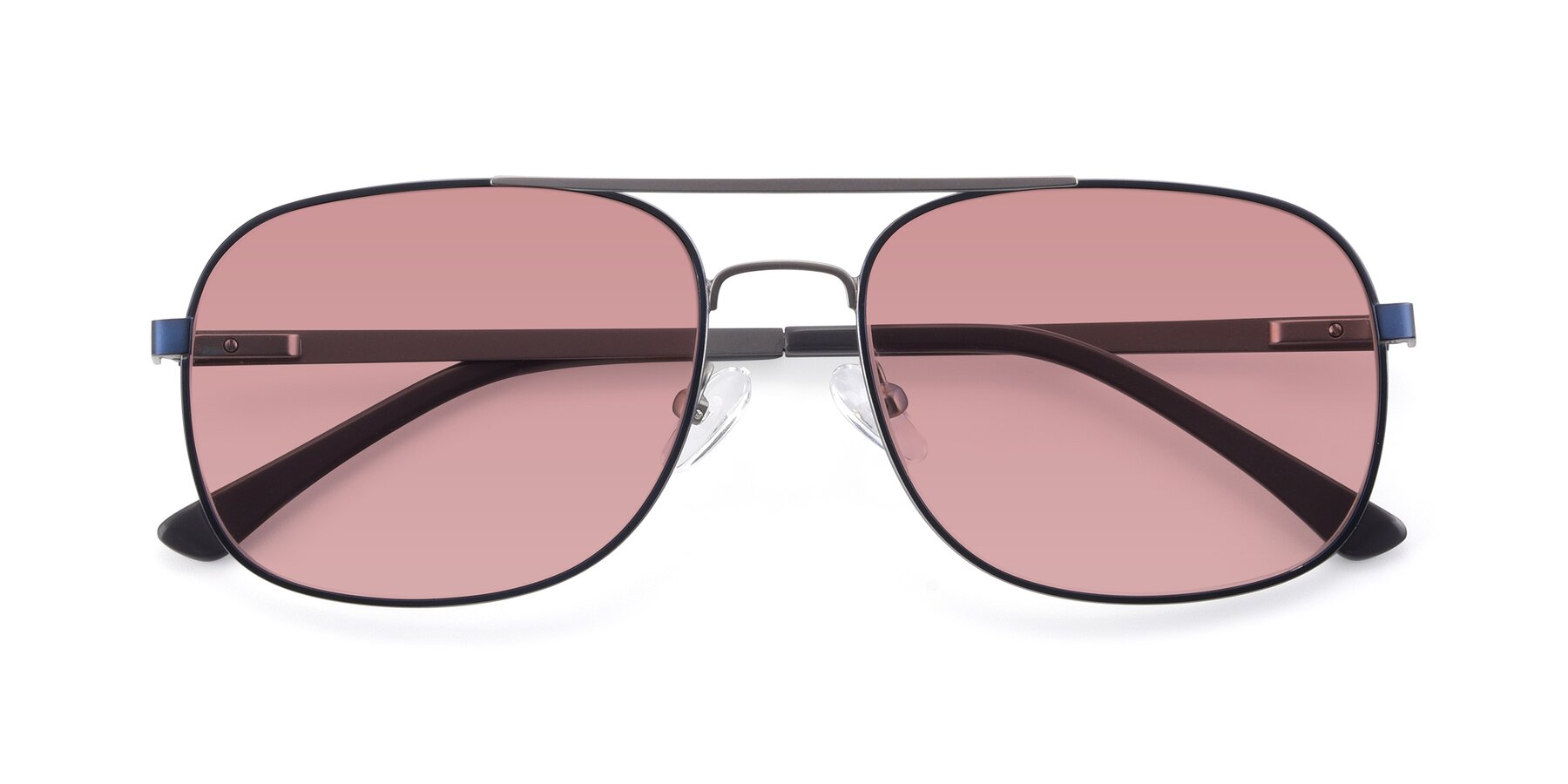 Folded Front of 9487 in Blue-Silver with Medium Garnet Tinted Lenses