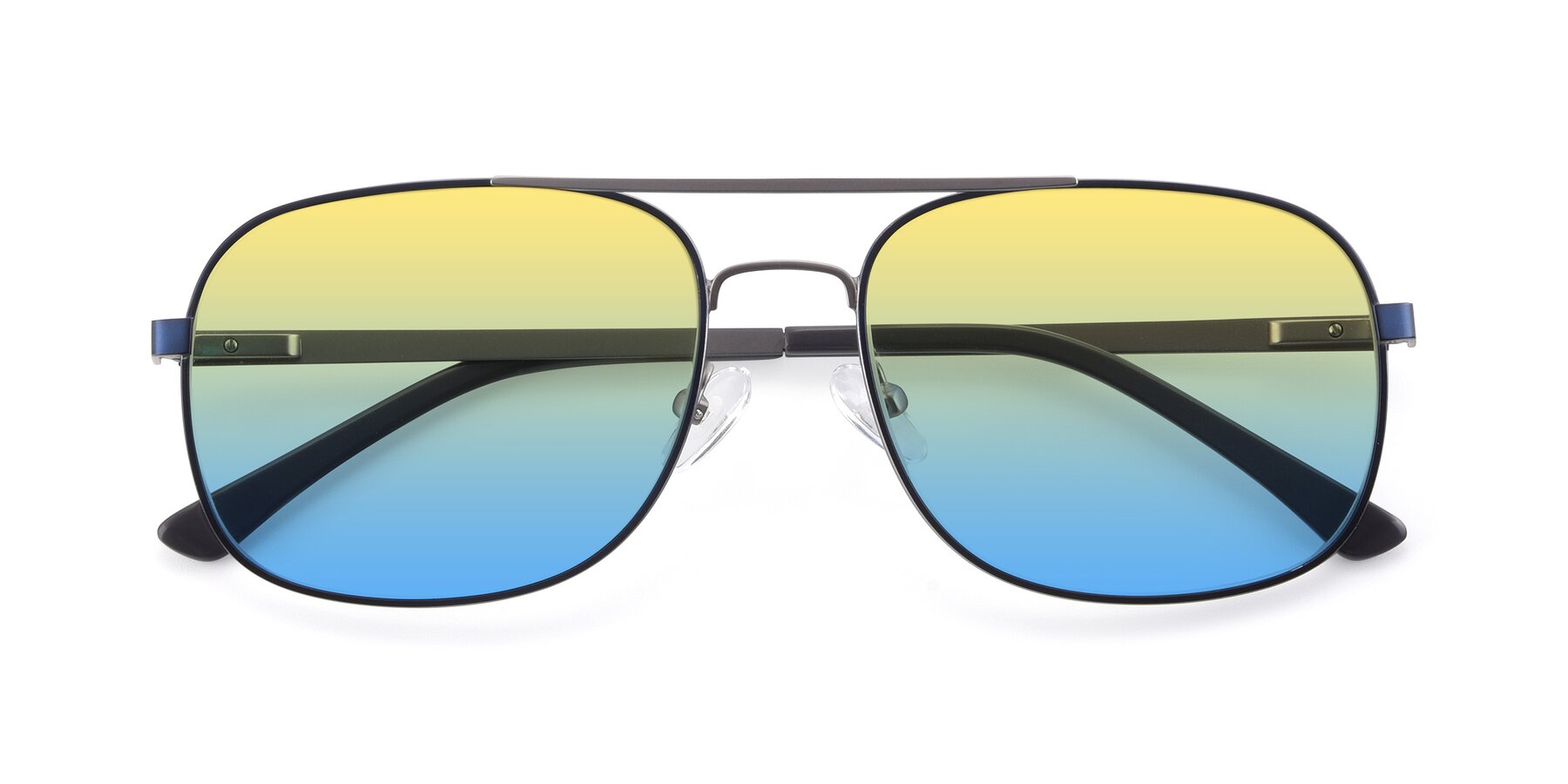 Folded Front of 9487 in Blue-Silver with Yellow / Blue Gradient Lenses