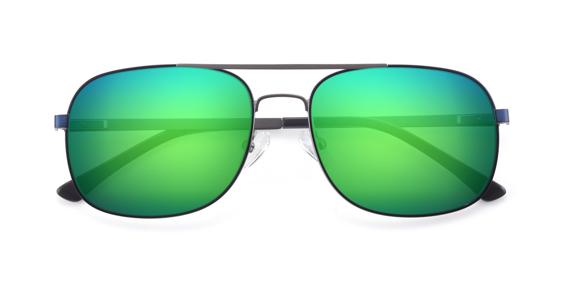 Folded Front of 9487 in Blue-Silver with Green Mirrored Lenses