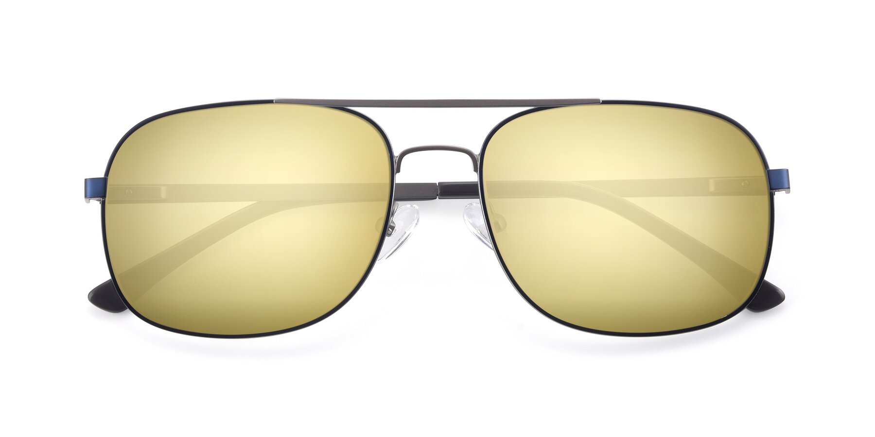 Folded Front of 9487 in Blue-Silver with Gold Mirrored Lenses