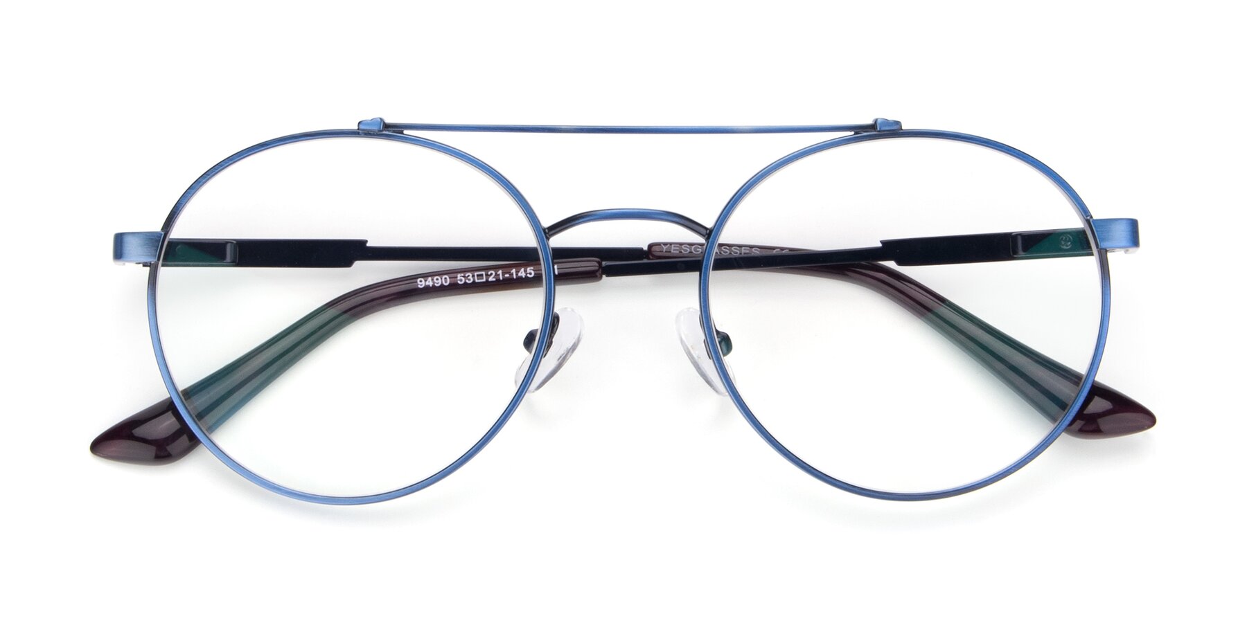 Folded Front of 9490 in Antique Blue with Clear Blue Light Blocking Lenses